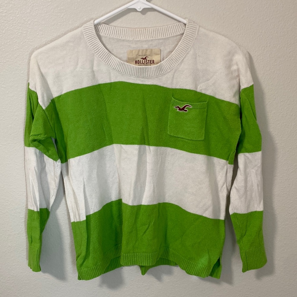 Green & White Stripe 3/4 Sleeve Shirt by Hollister